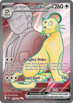 Team Rocket's Persian ex 219/182 Ultra Rare card from Destined Rivals