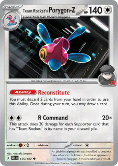 Team Rocket's Porygon-Z 155/182 Uncommon card from Destined Rivals