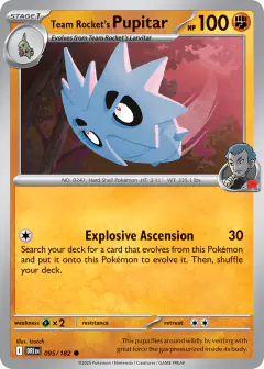 Team Rocket's Pupitar 095/182 Common card from Destined Rivals