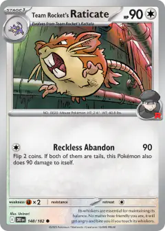 Team Rocket's Raticate 148/182 Common card from Destined Rivals