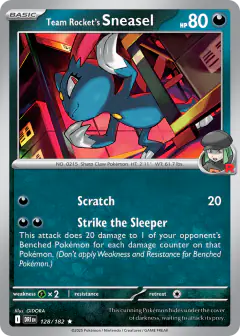 Team Rocket's Sneasel 128/182 Rare card from Destined Rivals