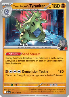 Team Rocket's Tyranitar 096/182 Rare card from Destined Rivals