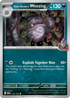 Team Rocket's Weezing 126/182 Uncommon card from Destined Rivals