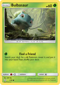 Bulbasaur 1/18 Common card from Detective Pikachu