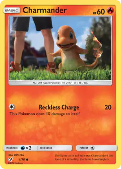Charmander 4/18 Common card from Detective Pikachu
