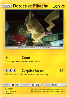 Detective Pikachu 10/18 Rare card from Detective Pikachu
