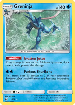 Greninja 9/18 Rare Ultra card from Detective Pikachu