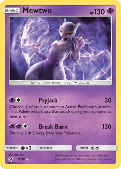 Mewtwo 12/18 Rare Ultra card from Detective Pikachu