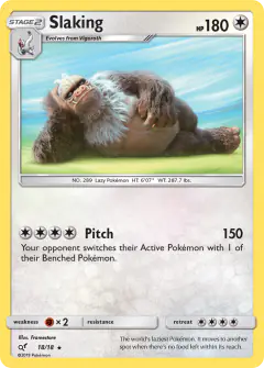 Slaking 18/18 Rare card from Detective Pikachu
