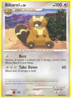 Bibarel 20/130 Rare card from Diamond & Pearl Base