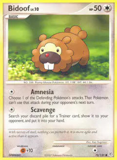 Bidoof 70/130 Common card from Diamond & Pearl Base