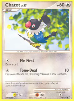 Chatot 74/130 Common card from Diamond & Pearl Base