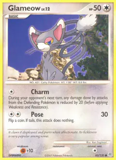 Glameow 83/130 Common card from Diamond & Pearl Base