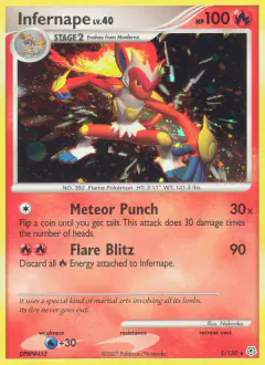 Infernape 5/130 Rare Holo card from Diamond & Pearl Base