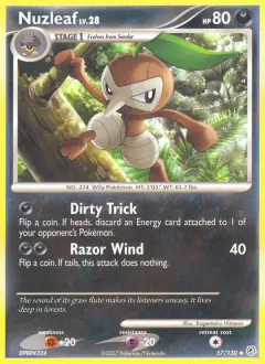 Nuzleaf 57/130 Uncommon card from Diamond & Pearl Base