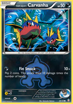 Team Aqua's Carvanha 20/34 Common card from Double Crisis