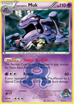 Team Aqua's Muk 8/34 Rare Holo card from Double Crisis