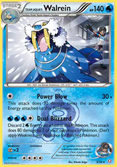 Team Aqua's Walrein 5/34 Rare Holo card from Double Crisis