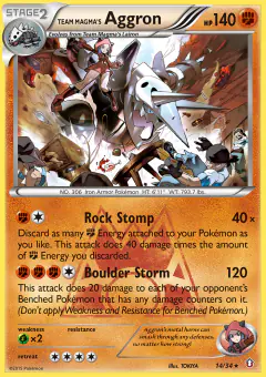 Team Magma's Aggron 14/34 Rare Holo card from Double Crisis