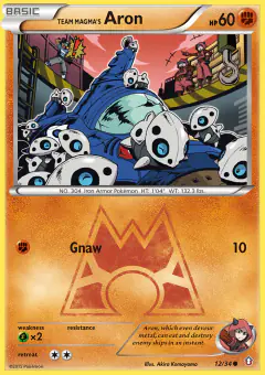 Team Magma's Aron 12/34 Common card from Double Crisis