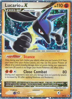 Lucario LV.X DP12 Promo card from DP Black Star Promo