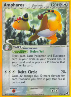 Ampharos δ 1/101 Rare Holo card from Dragon Frontiers