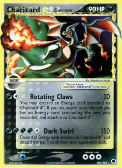 Charizard ★ δ 100/101 Rare Holo Star card from Dragon Frontiers