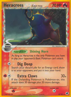Heracross δ 3/101 Rare Holo card from Dragon Frontiers