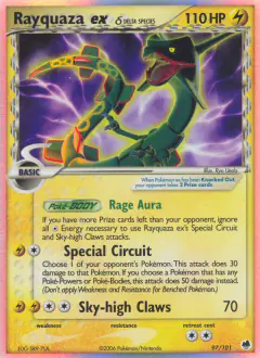 Rayquaza ex δ 97/101 Rare Holo EX card from Dragon Frontiers