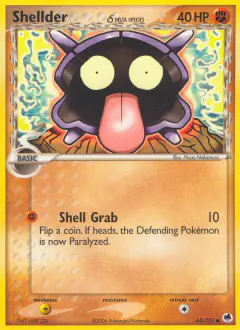 Shellder δ 63/101 Common card from Dragon Frontiers