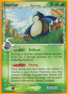Snorlax δ 10/101 Rare Holo card from Dragon Frontiers