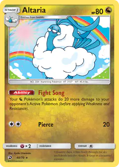 Altaria 40/70 Rare Holo card from Dragon Majesty
