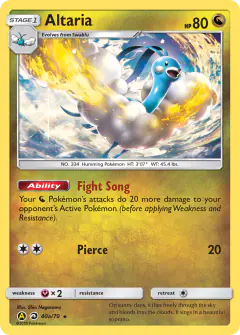 Altaria 40a/70 Rare Holo card from Dragon Majesty