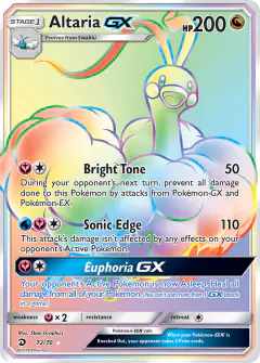 Altaria-GX 72/70 Rare Rainbow card from Dragon Majesty