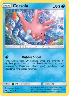 Corsola 27/70 Common card from Dragon Majesty