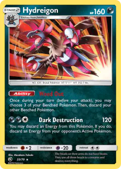 Hydreigon 33/70 Rare Holo card from Dragon Majesty