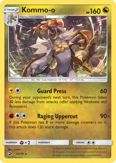 Kommo-o 54/70 Rare Holo card from Dragon Majesty