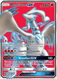 Reshiram-GX 65/70 Rare Ultra card from Dragon Majesty