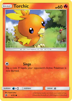 Torchic 4/70 Common card from Dragon Majesty