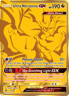 Ultra Necrozma-GX 78/70 Rare Secret card from Dragon Majesty