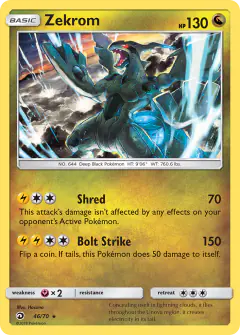 Zekrom 46/70 Rare Holo card from Dragon Majesty