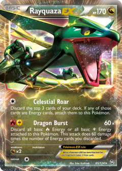 Rayquaza-EX 85/124 Rare Holo EX card from Dragons Exalted