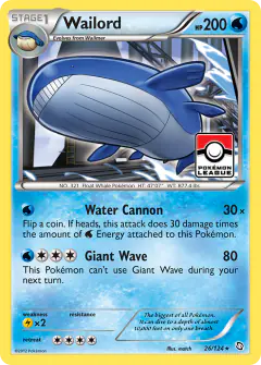 Wailord 26/124 Rare Holo card from Dragons Exalted