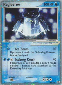Regice ex 98/106 Rare Holo EX card from Emerald