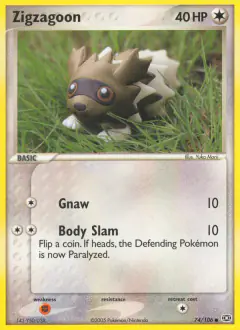Zigzagoon 74/106 Common card from Emerald