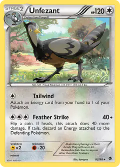 Unfezant 82/98 Rare card from Emerging Powers