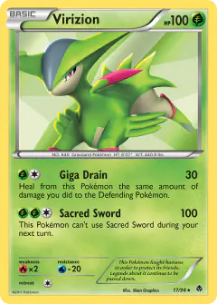Virizion 17/98 Rare Holo card from Emerging Powers