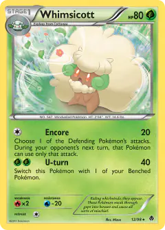 Whimsicott 12/98 Rare card from Emerging Powers