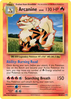 Arcanine 18/108 Rare card from Evolutions