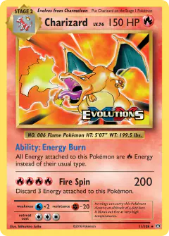 Charizard 11/108 Rare Holo card from Evolutions
